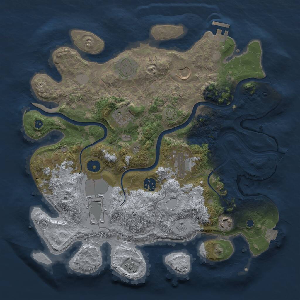 Rust Map: Procedural Map, Size: 3500, Seed: 12382, 13 Monuments