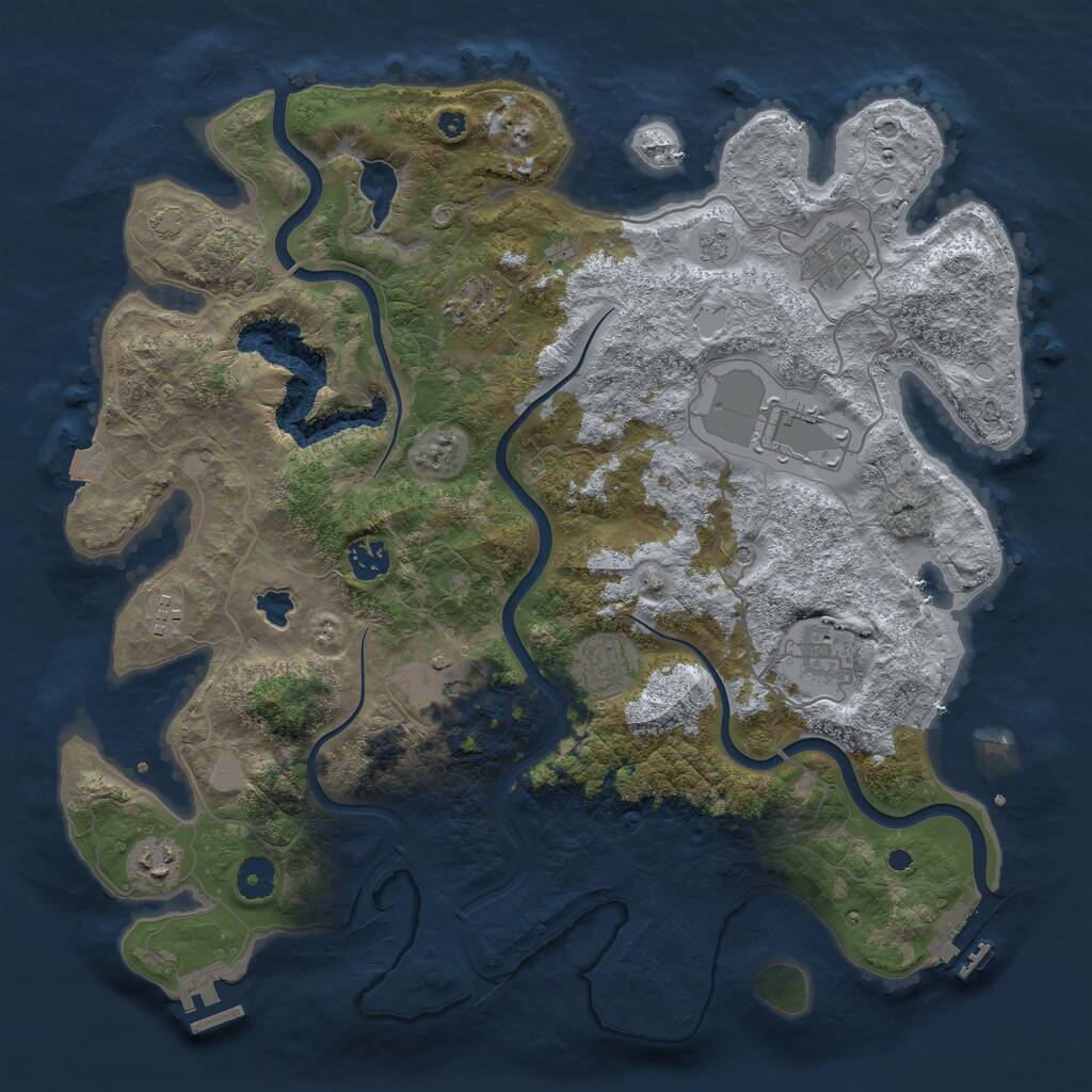 Rust Map: Procedural Map, Size: 4000, Seed: 1236043074, 15 Monuments