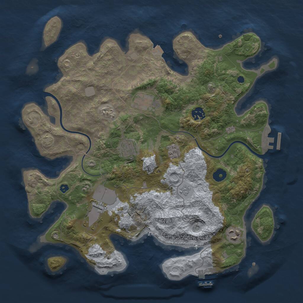 Rust Map: Procedural Map, Size: 3500, Seed: 1377184140, 12 Monuments