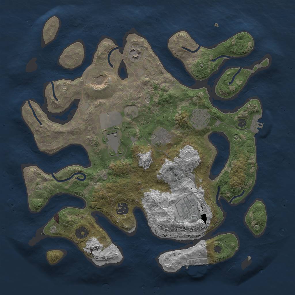 Rust Map: Procedural Map, Size: 3500, Seed: 1377184140, 15 Monuments