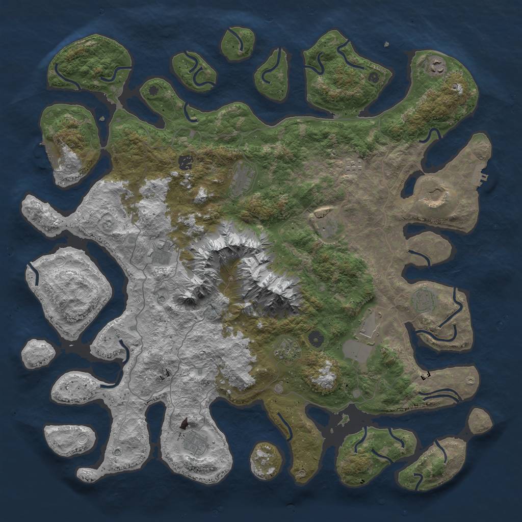 Rust Map: Procedural Map, Size: 5000, Seed: 1802703243, 19 Monuments