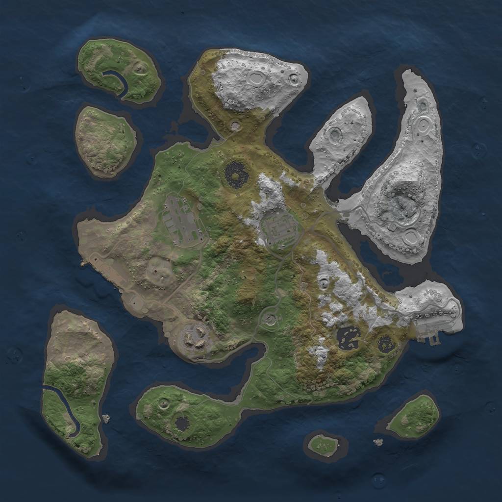 Rust Map: Procedural Map, Size: 3000, Seed: 32221, 12 Monuments