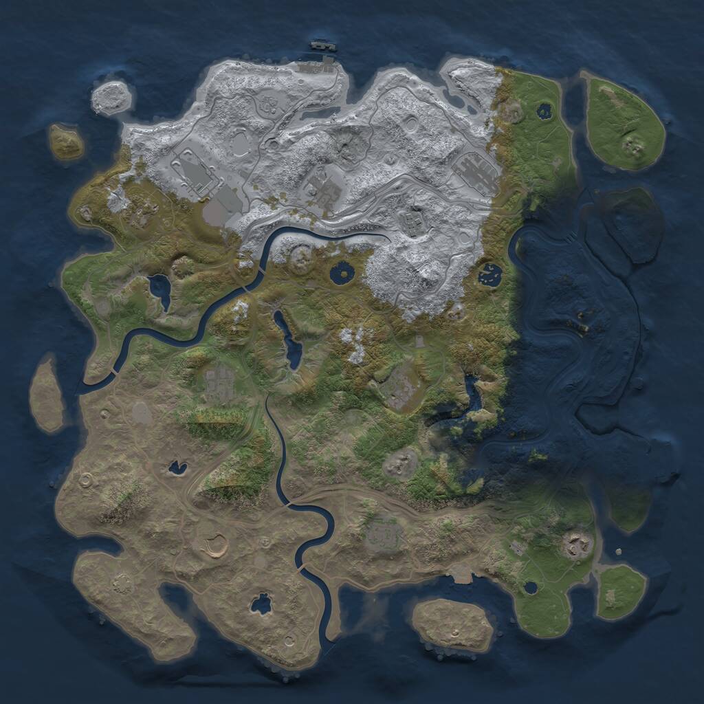 Rust Map: Procedural Map, Size: 4500, Seed: 1058312513, 17 Monuments