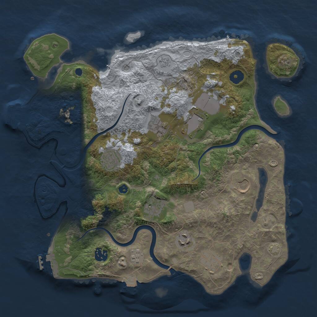 Rust Map: Procedural Map, Size: 3500, Seed: 958709, 15 Monuments