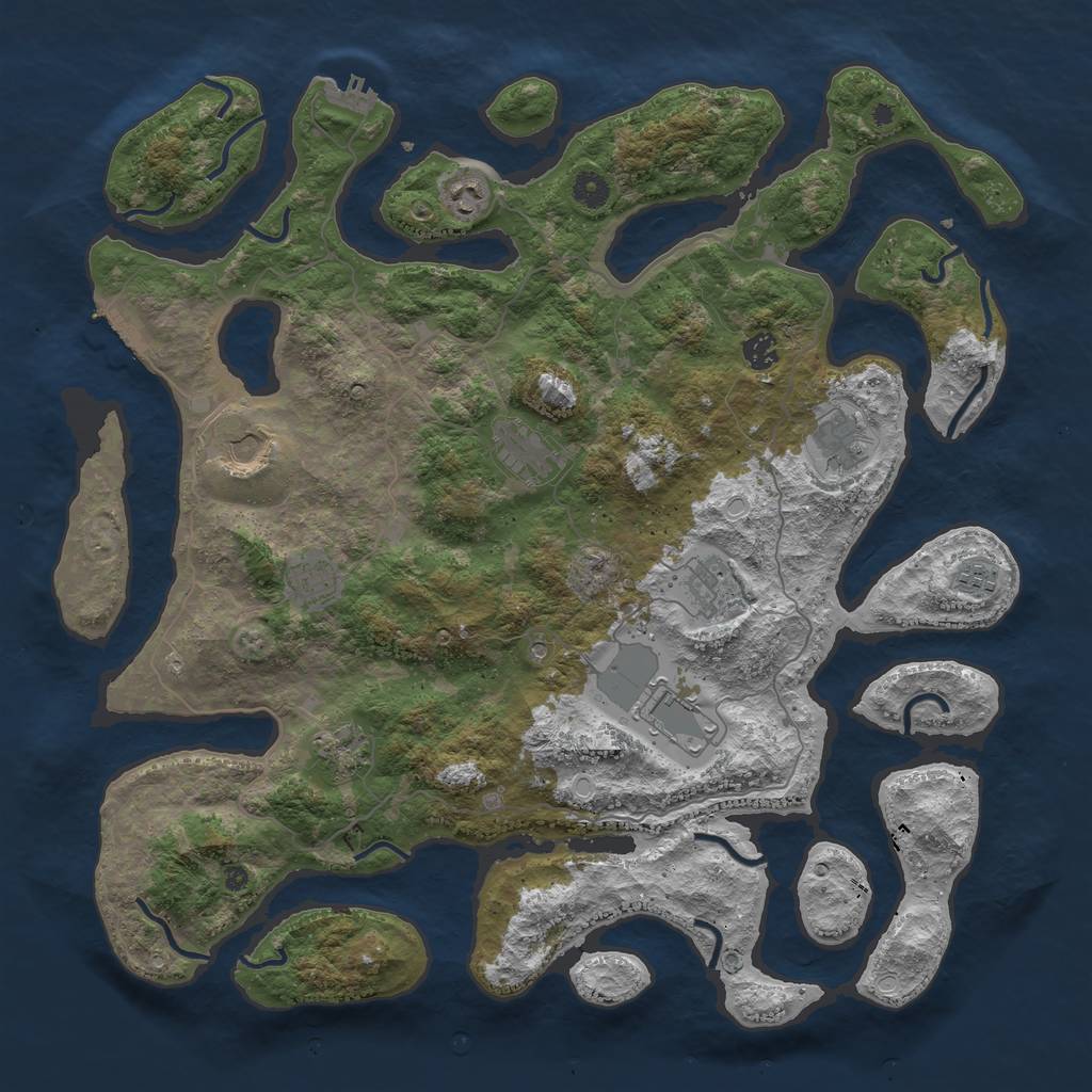 Rust Map: Procedural Map, Size: 4500, Seed: 514817571, 18 Monuments