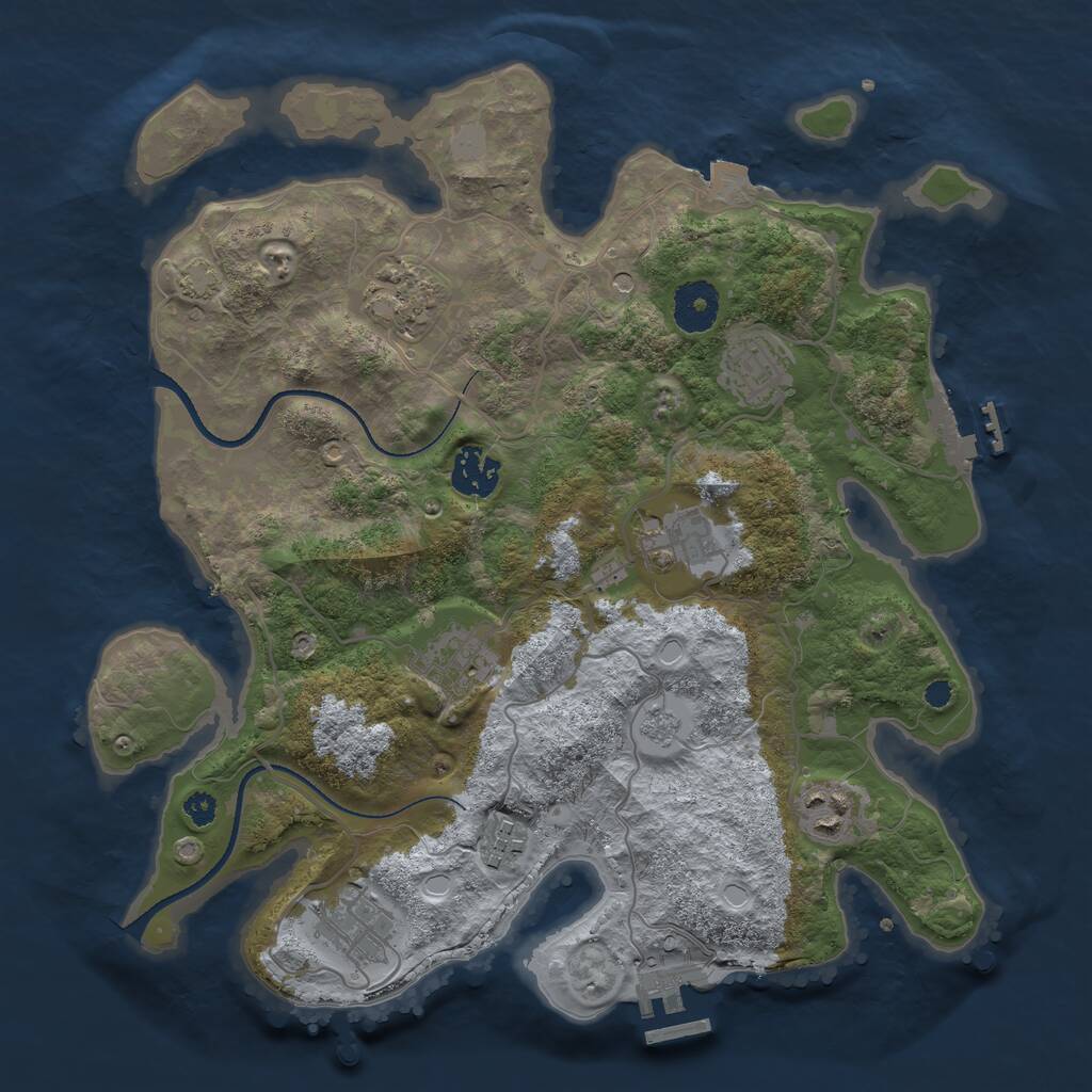 Rust Map: Procedural Map, Size: 3333, Seed: 3337333, 14 Monuments