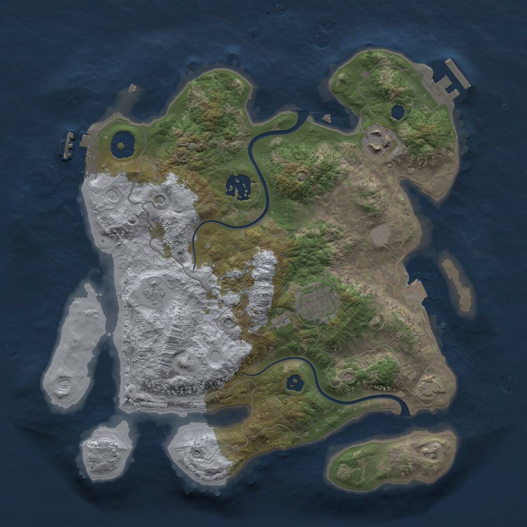 Rust Map: Procedural Map, Size: 3000, Seed: 444666, 9 Monuments