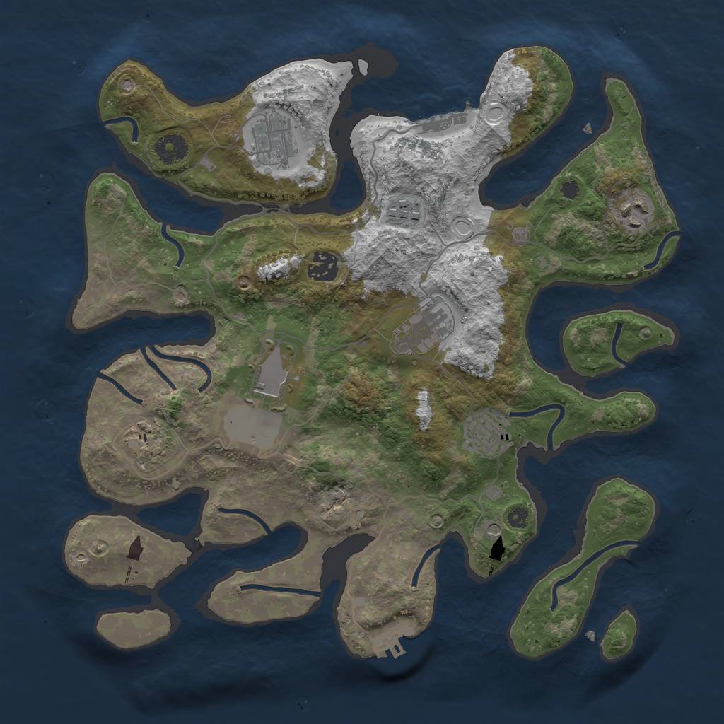 Rust Map: Procedural Map, Size: 3500, Seed: 2061481480, 16 Monuments