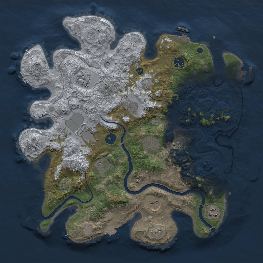 Rust Map: Procedural Map, Size: 3700, Seed: 1999431606, 15 Monuments