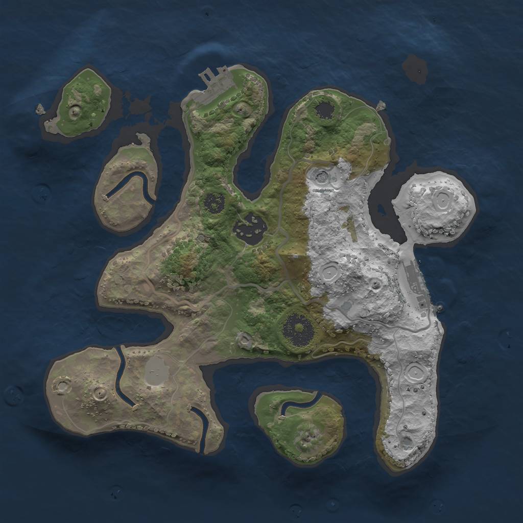 Rust Map: Procedural Map, Size: 2500, Seed: 2445836, 9 Monuments