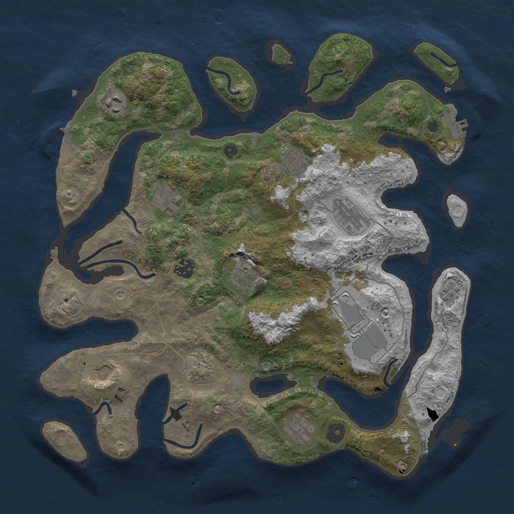 Rust Map: Procedural Map, Size: 3950, Seed: 1483705839, 19 Monuments