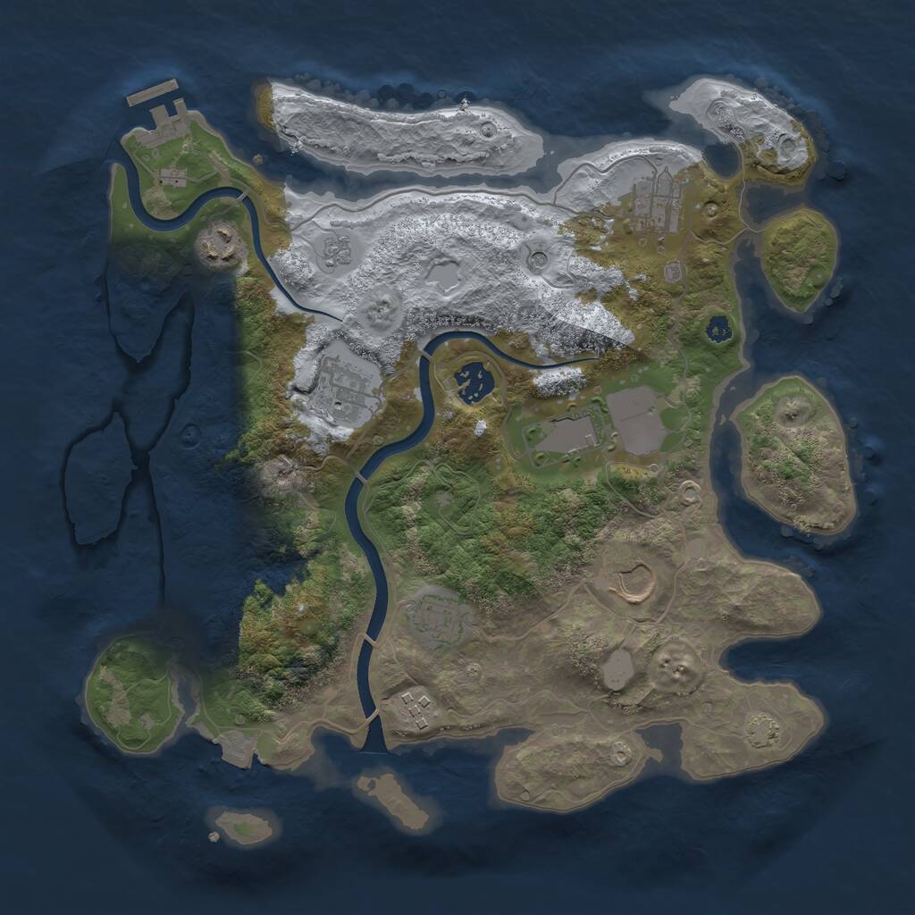 Rust Map: Procedural Map, Size: 3500, Seed: 1342021481, 13 Monuments