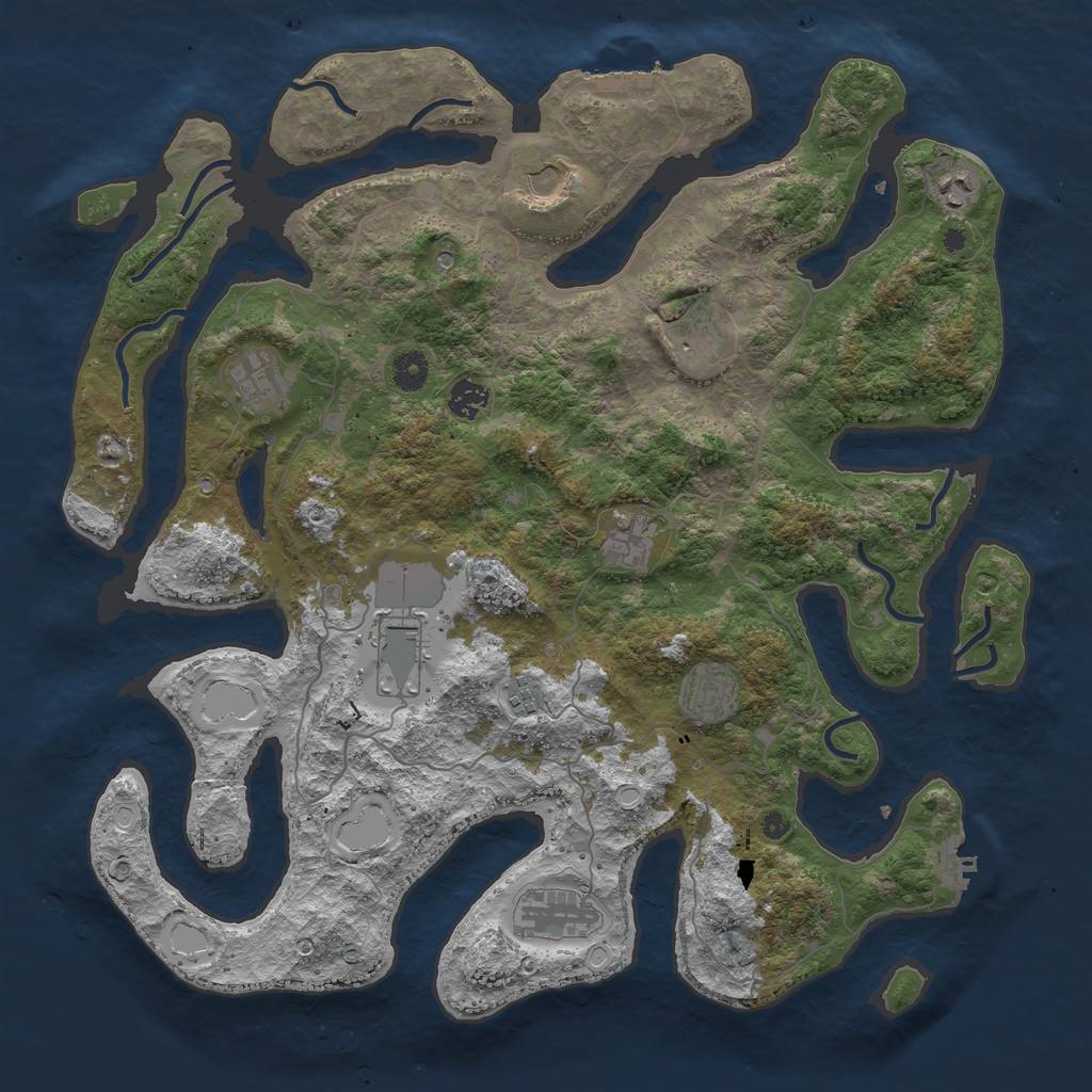 Rust Map: Procedural Map, Size: 4250, Seed: 43565436, 18 Monuments