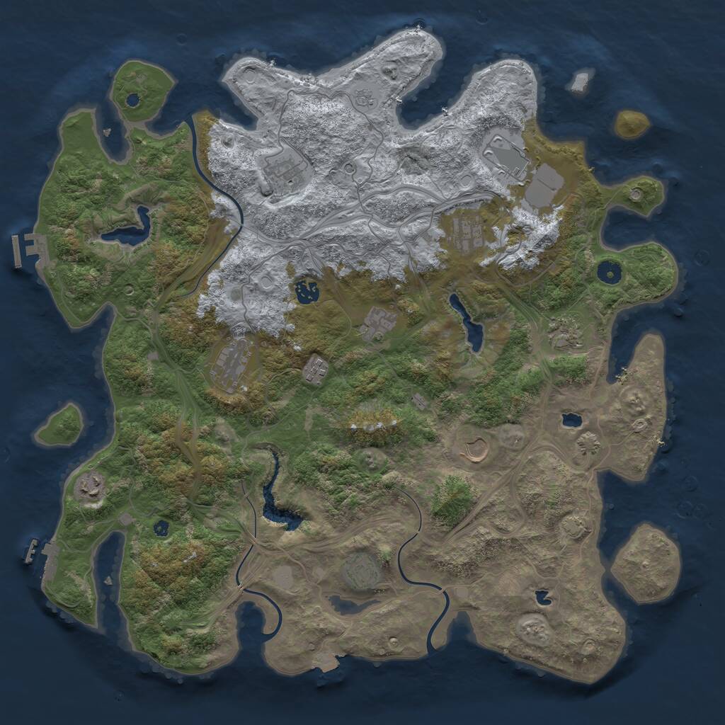 Rust Map: Procedural Map, Size: 4500, Seed: 612269322, 17 Monuments