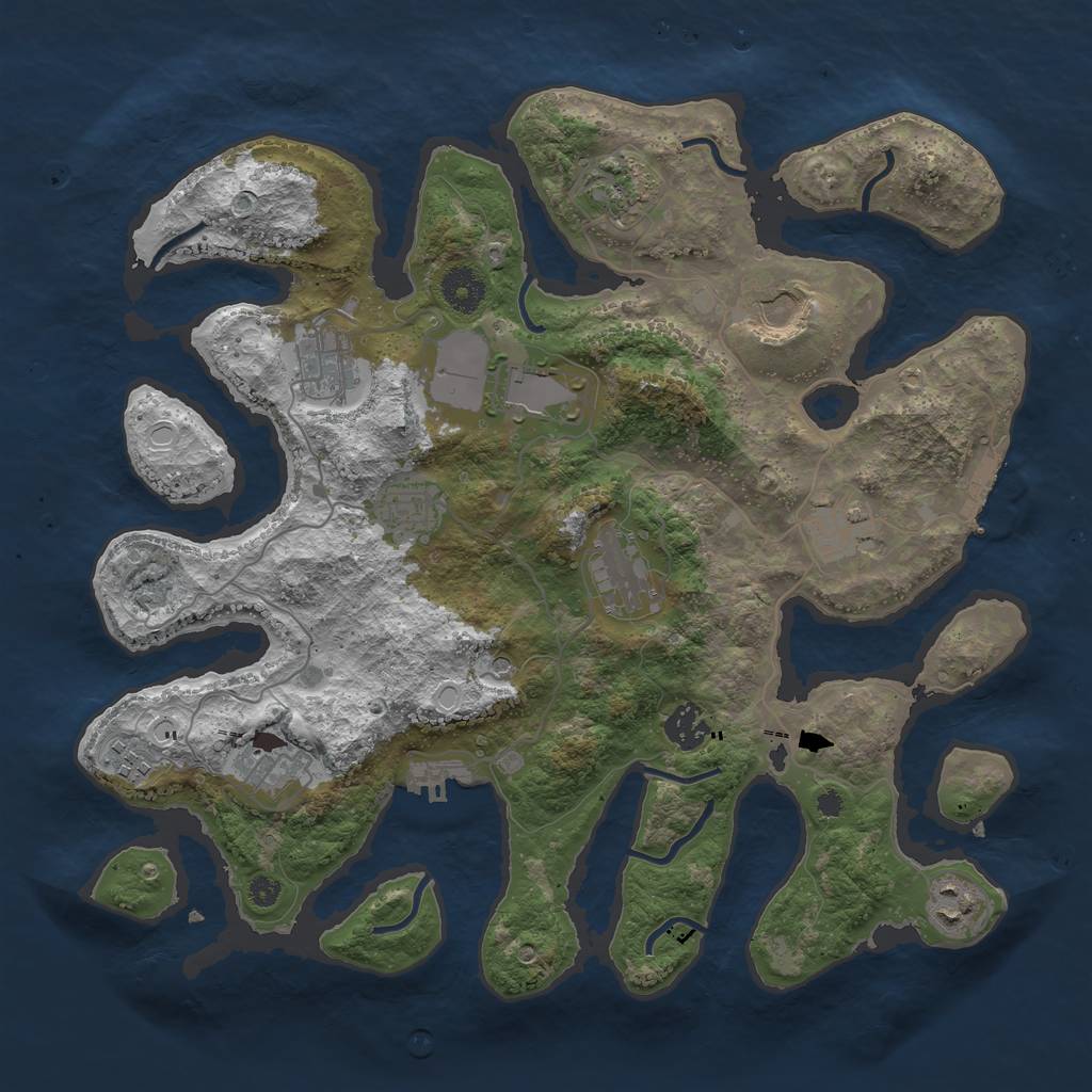 Rust Map: Procedural Map, Size: 3700, Seed: 740040795, 19 Monuments