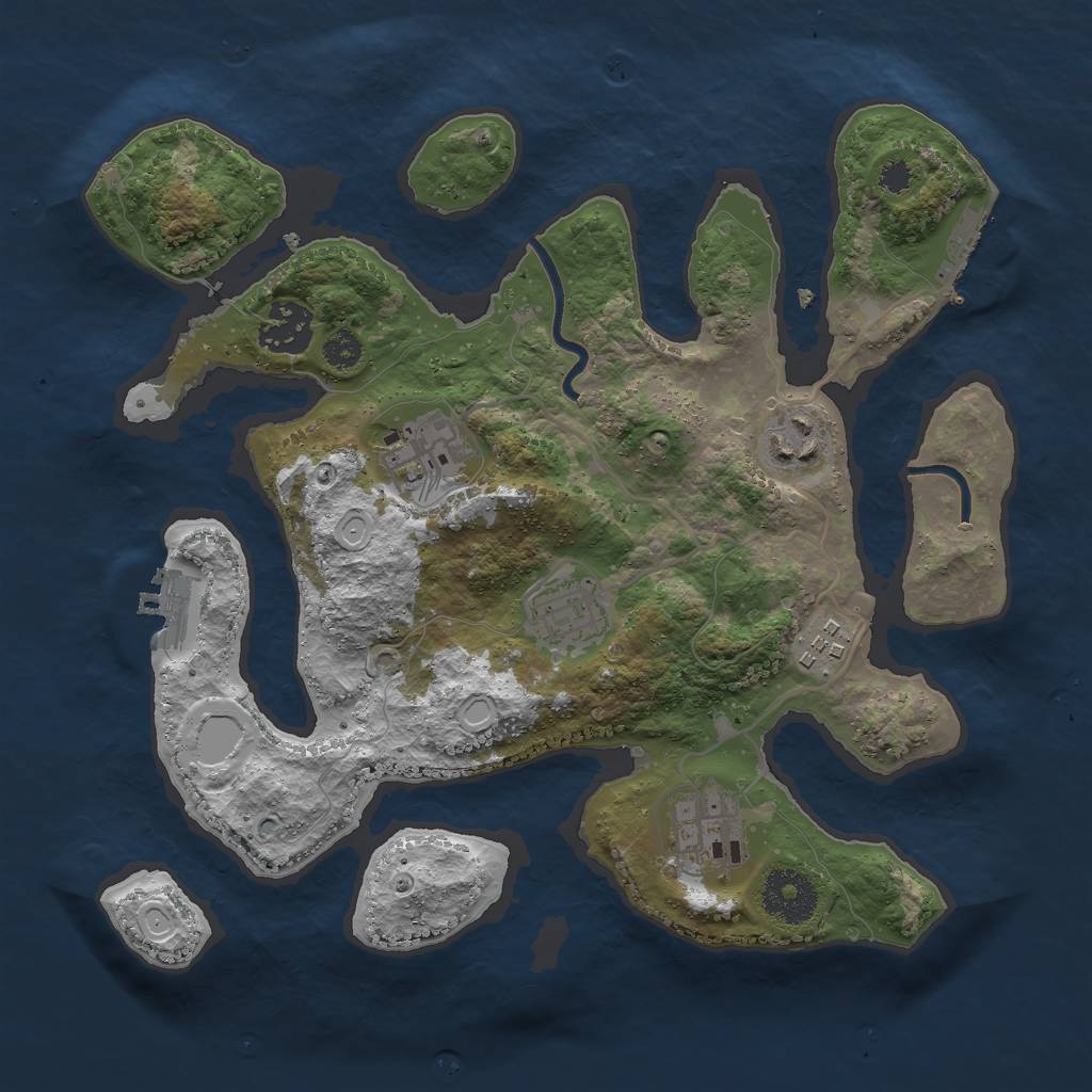 Rust Map: Procedural Map, Size: 3000, Seed: 384392, 13 Monuments