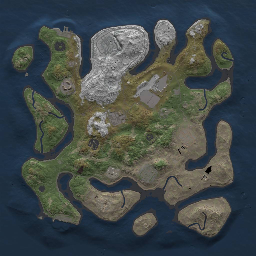 Rust Map: Procedural Map, Size: 3500, Seed: 330034269, 16 Monuments