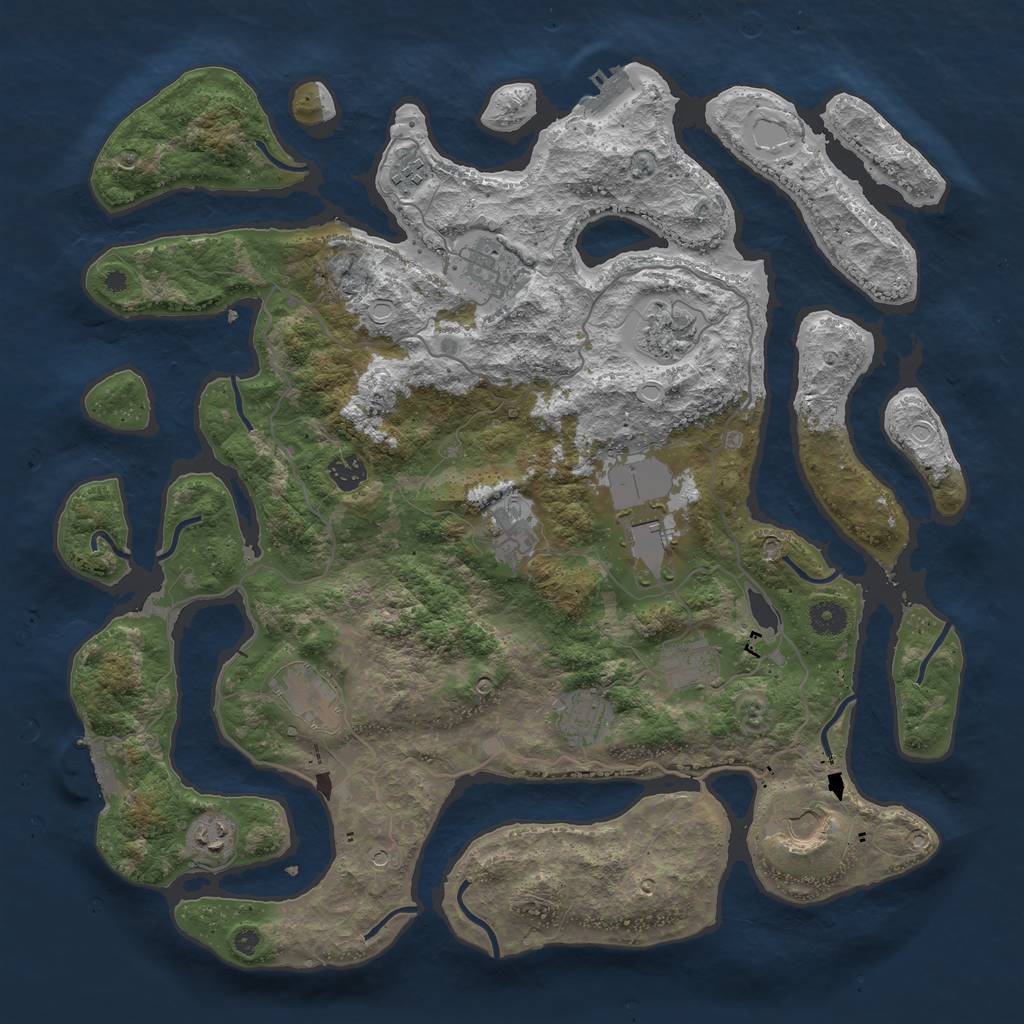 Rust Map: Procedural Map, Size: 4250, Seed: 629995644, 19 Monuments