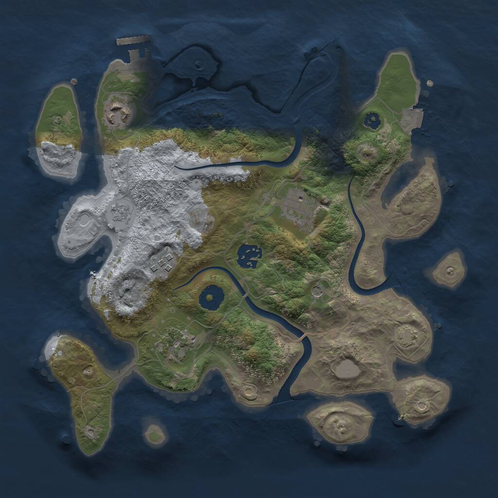 Rust Map: Procedural Map, Size: 3000, Seed: 924614395, 10 Monuments