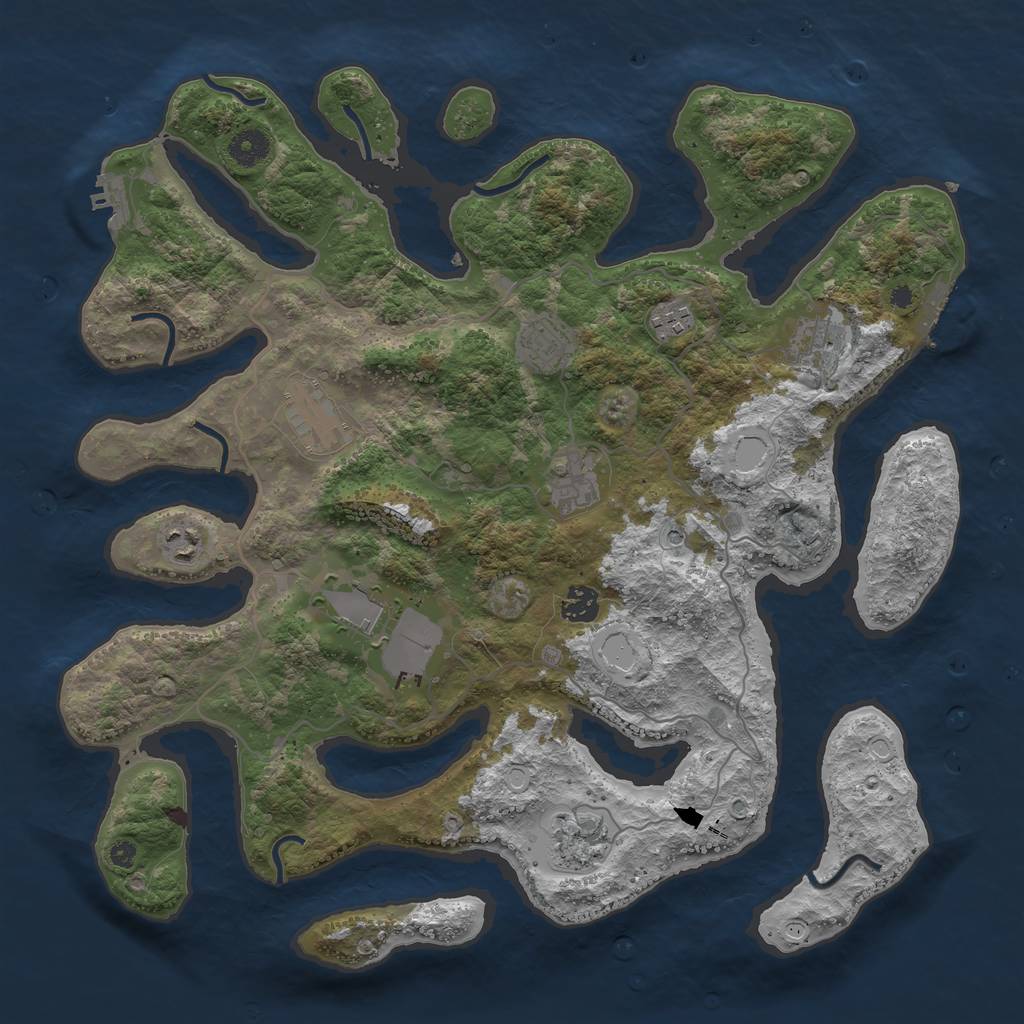 Rust Map: Procedural Map, Size: 4000, Seed: 774511126, 17 Monuments