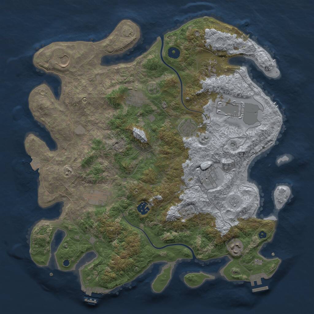 Rust Map: Procedural Map, Size: 3950, Seed: 1250214082, 16 Monuments