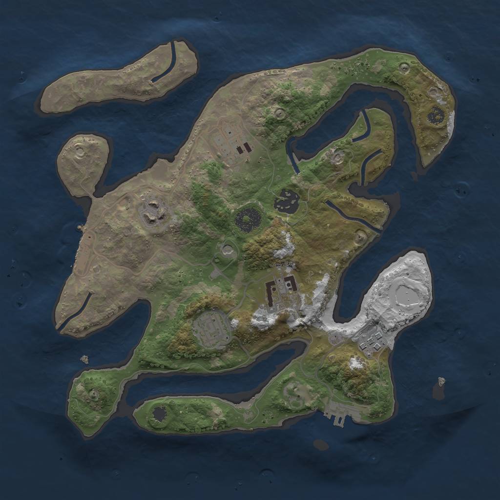 Rust Map: Procedural Map, Size: 3000, Seed: 45687, 14 Monuments