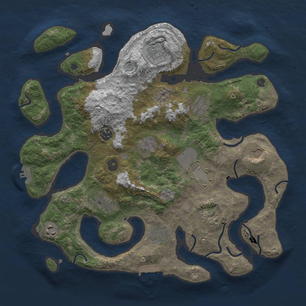 Rust Map: Procedural Map, Size: 3850, Seed: 1925517507, 19 Monuments