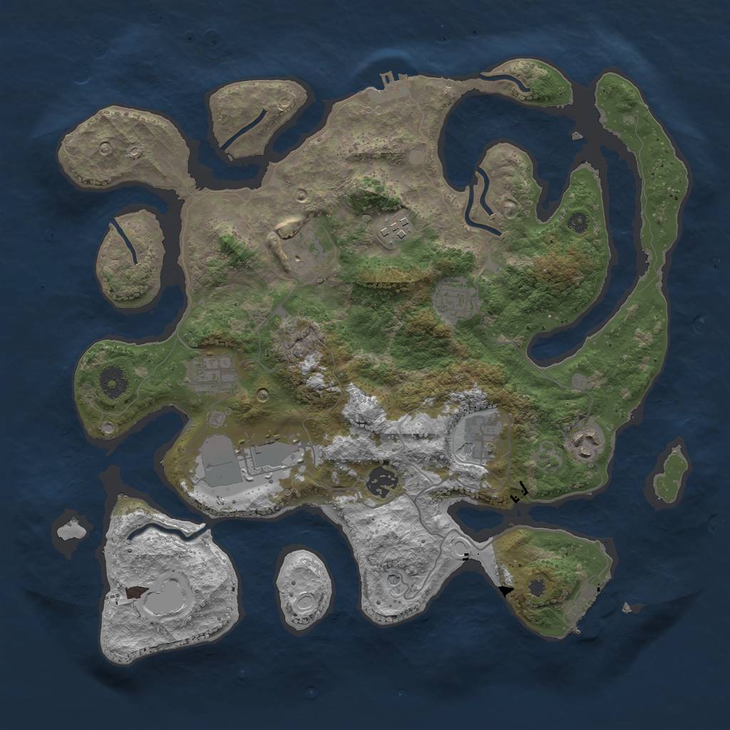 Rust Map: Procedural Map, Size: 3700, Seed: 725356, 16 Monuments