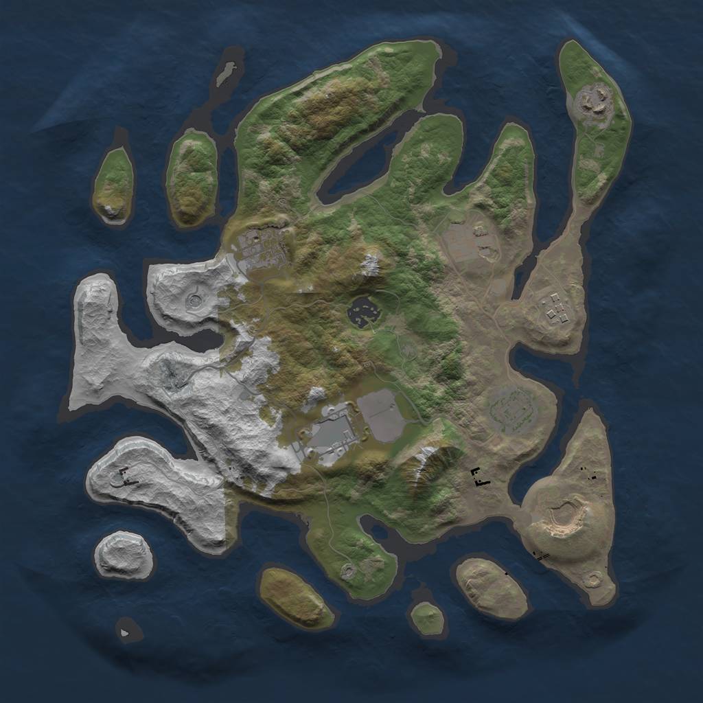 Rust Map: Barren, Size: 3500, Seed: 9248123, 11 Monuments