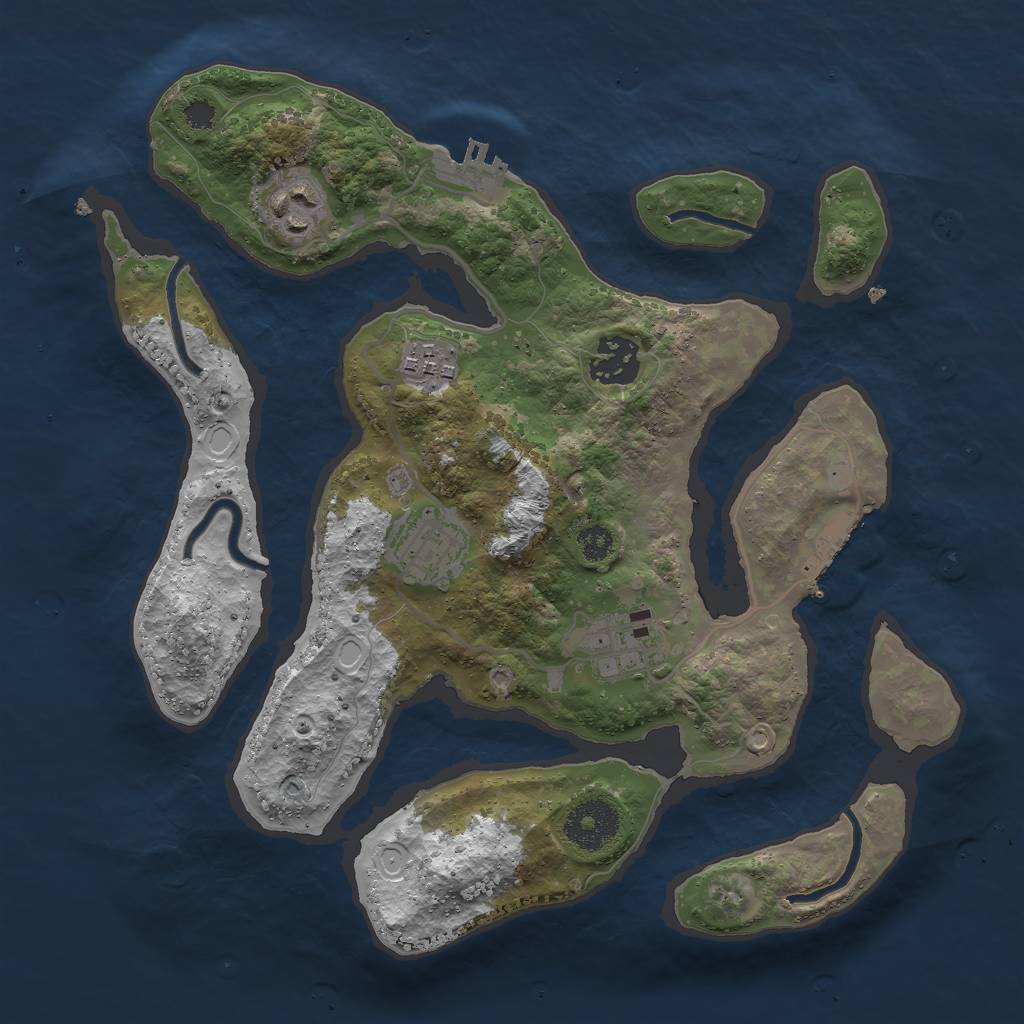 Rust Map: Procedural Map, Size: 3000, Seed: 142952456, 12 Monuments