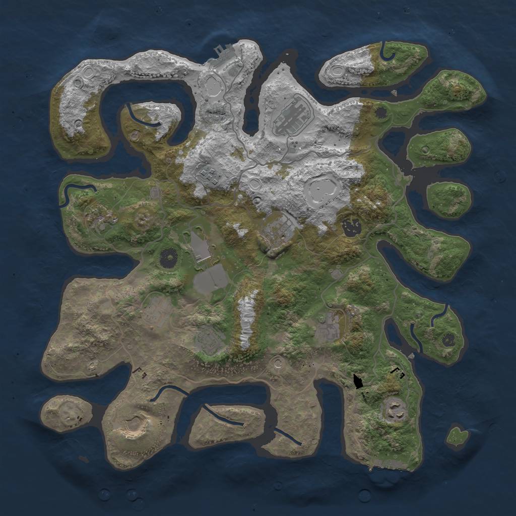 Rust Map: Procedural Map, Size: 4000, Seed: 2454, 19 Monuments