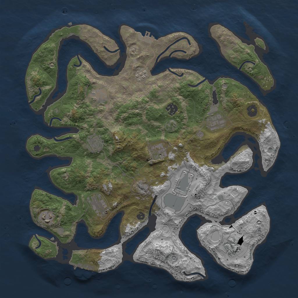 Rust Map: Procedural Map, Size: 3900, Seed: 235, 18 Monuments