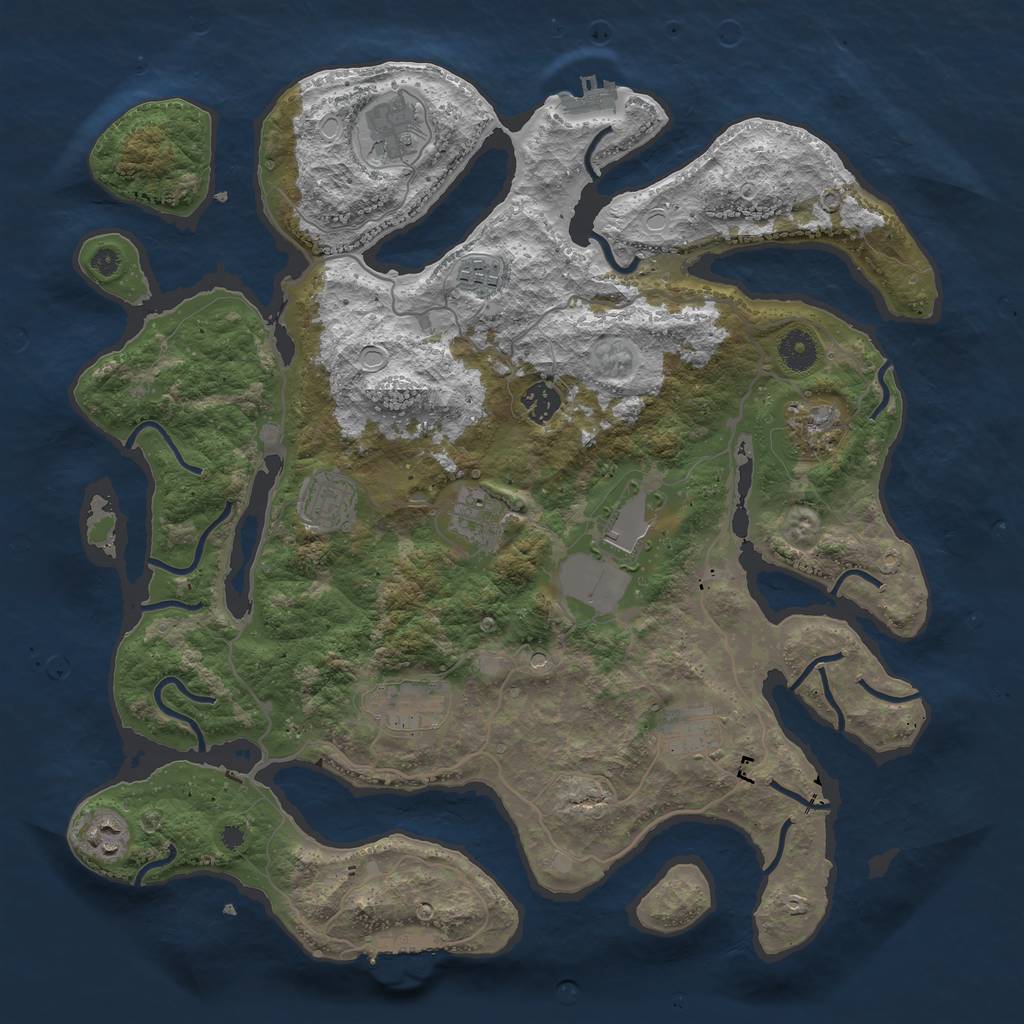 Rust Map: Procedural Map, Size: 4000, Seed: 90746, 18 Monuments