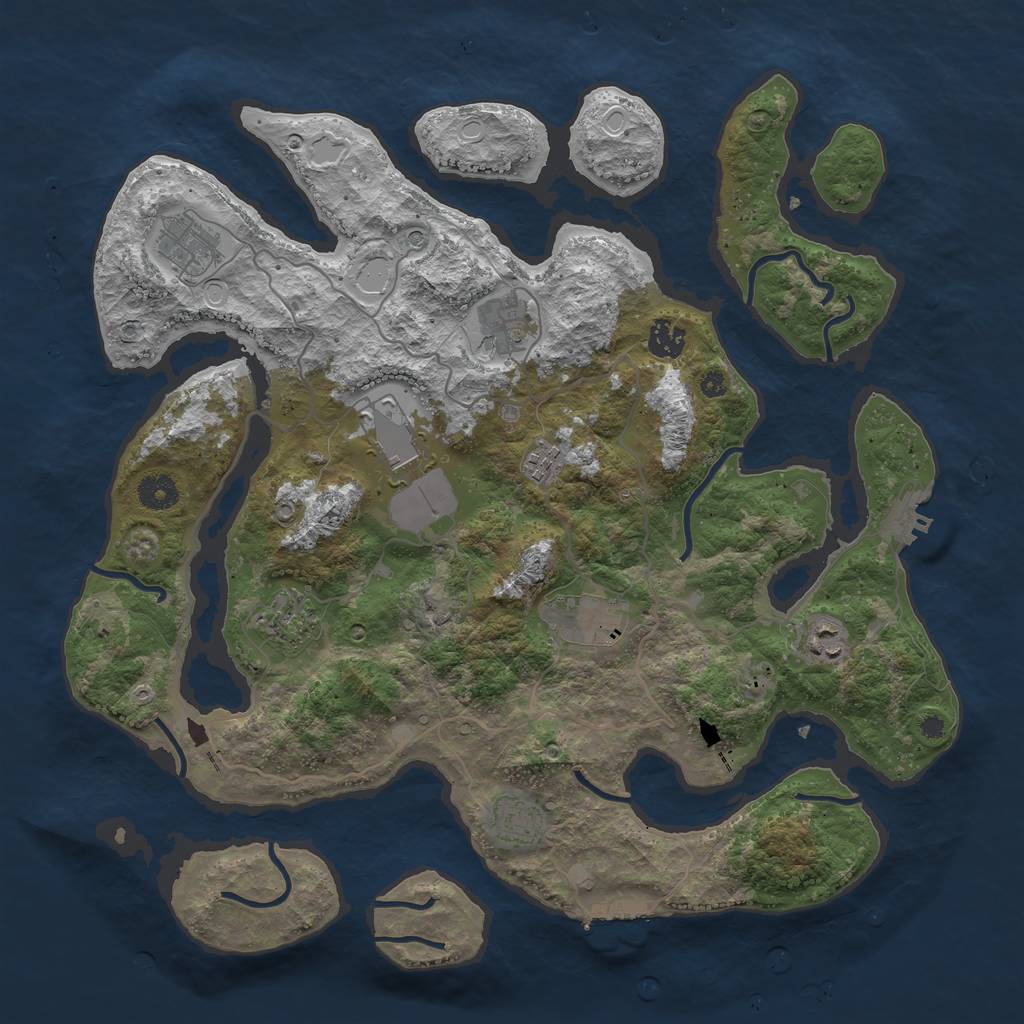 Rust Map: Procedural Map, Size: 4000, Seed: 1677857320, 17 Monuments
