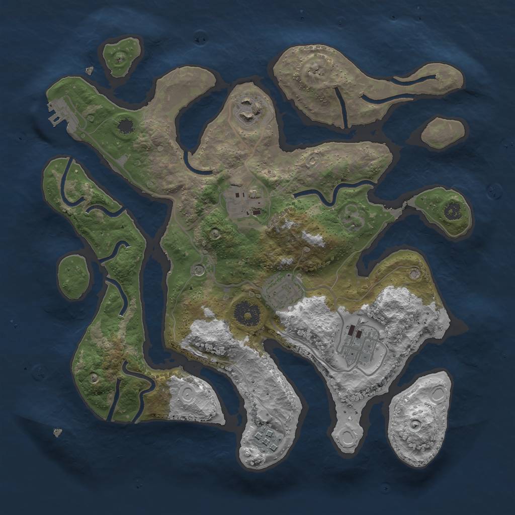 Rust Map: Procedural Map, Size: 3000, Seed: 2445786, 12 Monuments