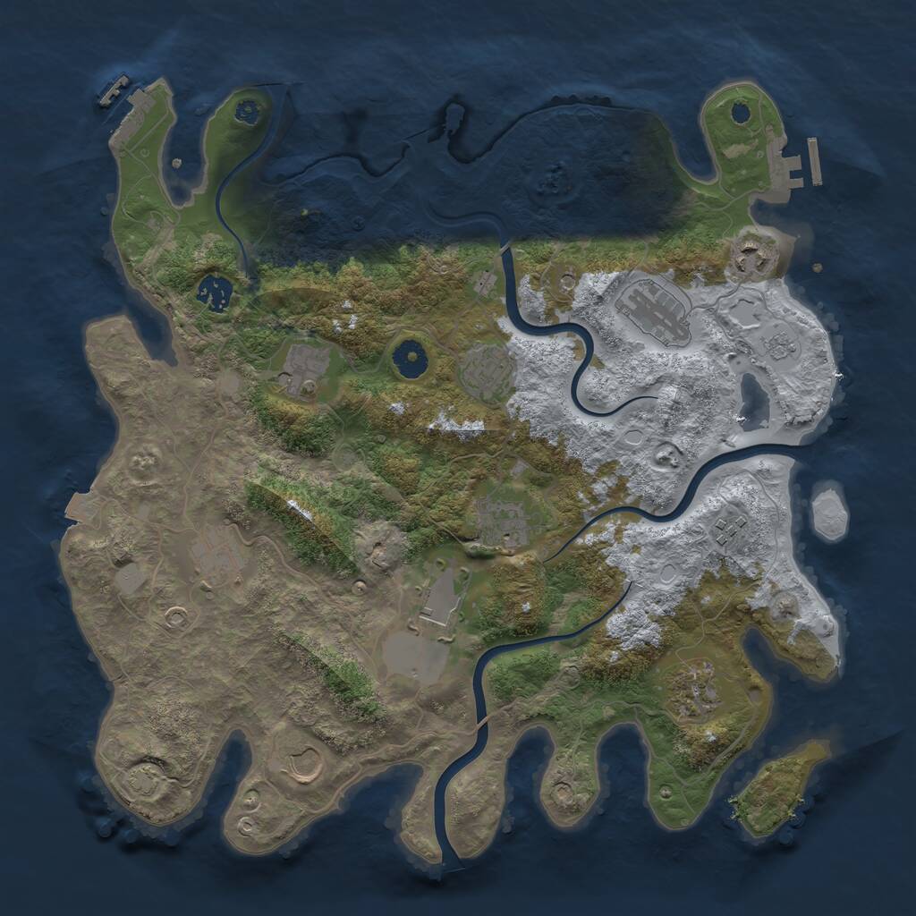 Rust Map: Procedural Map, Size: 3850, Seed: 1783461678, 17 Monuments