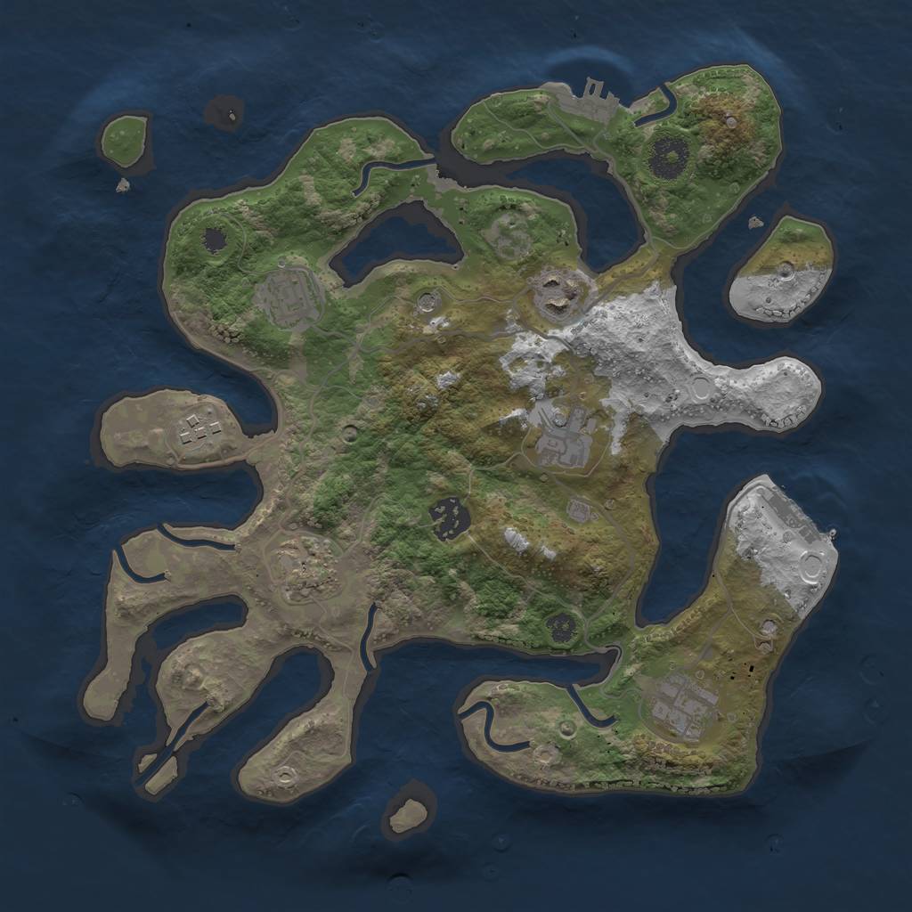 Rust Map: Procedural Map, Size: 3250, Seed: 2248786, 15 Monuments