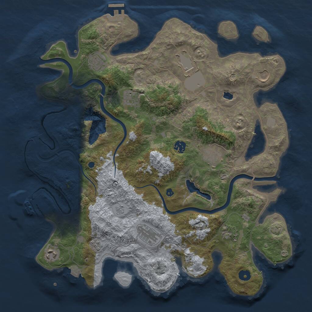Rust Map: Procedural Map, Size: 4000, Seed: 1253991016, 16 Monuments