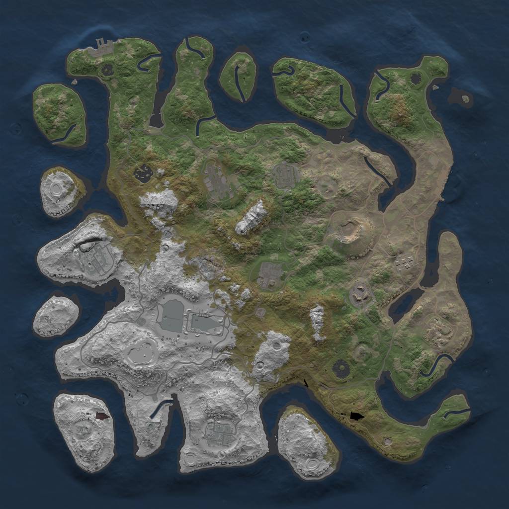 Rust Map: Procedural Map, Size: 4250, Seed: 1136194216, 19 Monuments