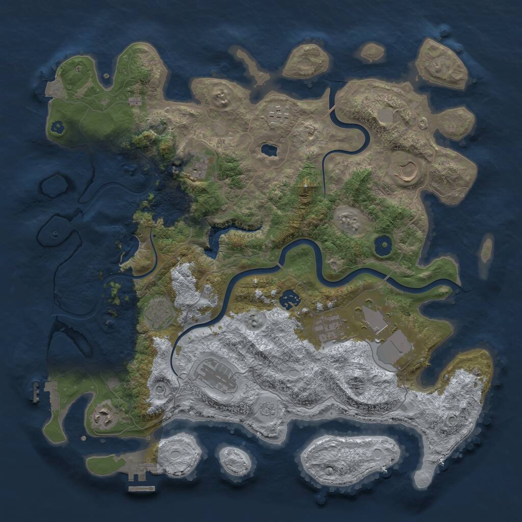 Rust Map: Procedural Map, Size: 4000, Seed: 4658, 15 Monuments