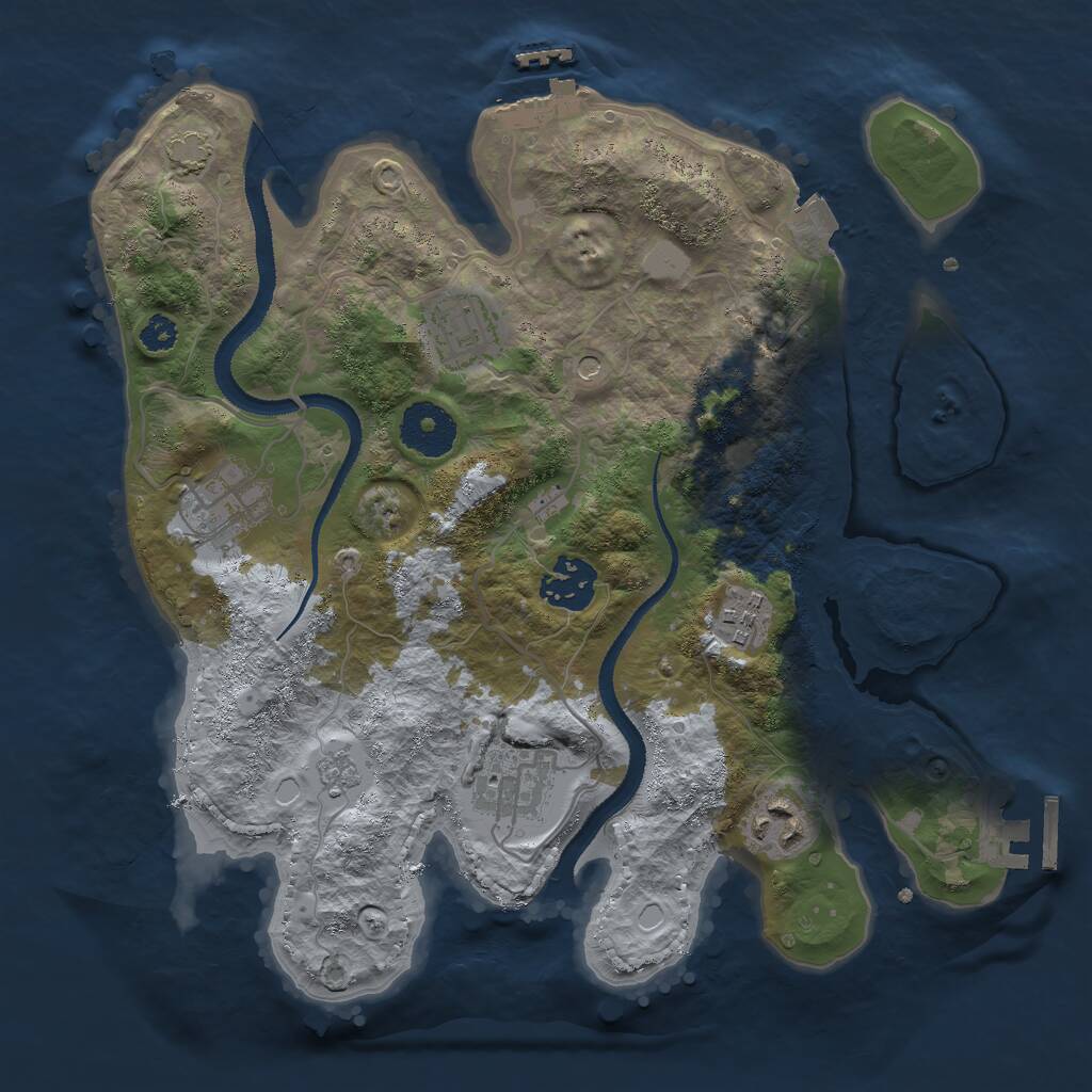 Rust Map: Procedural Map, Size: 3000, Seed: 44478024, 12 Monuments