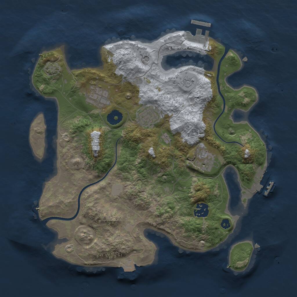 Rust Map: Procedural Map, Size: 3000, Seed: 1777453594, 10 Monuments