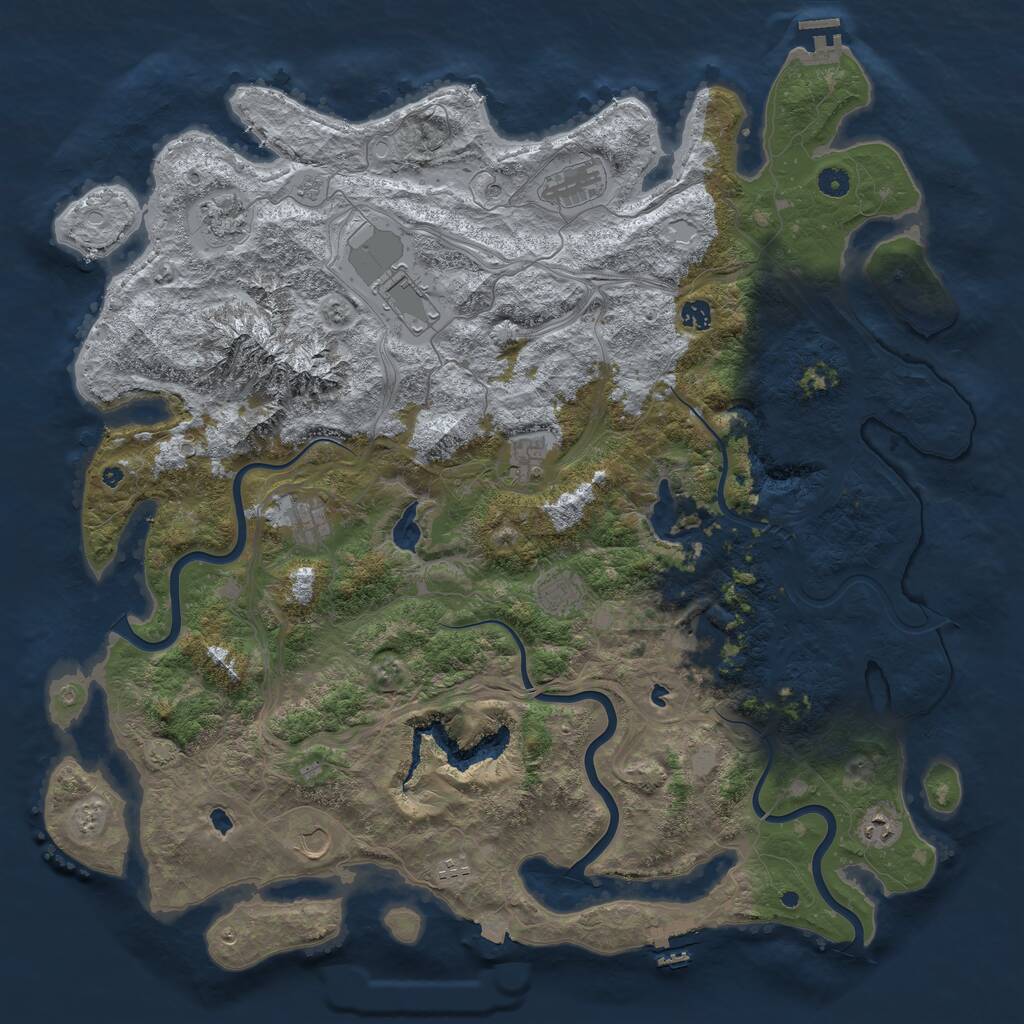 Rust Map: Procedural Map, Size: 5000, Seed: 439876134, 17 Monuments