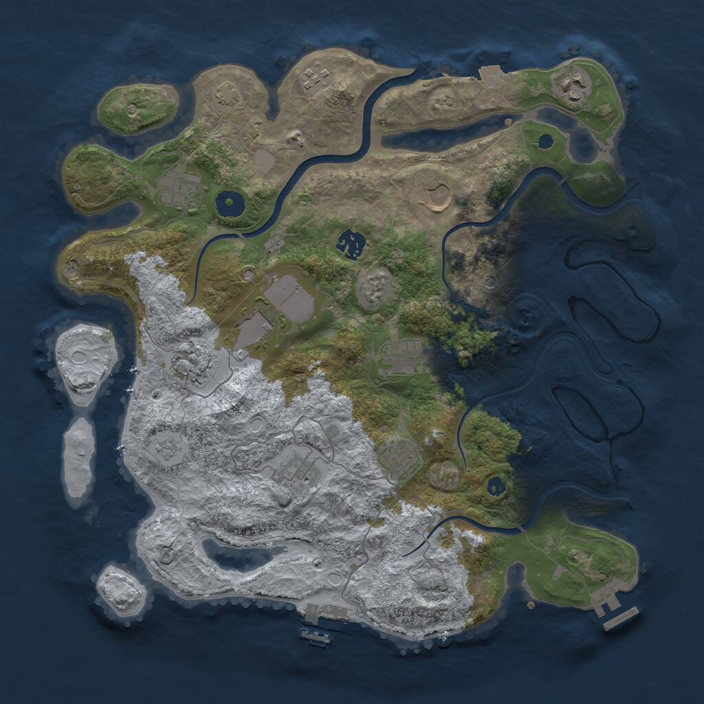 Rust Map: Procedural Map, Size: 3750, Seed: 23642315, 16 Monuments