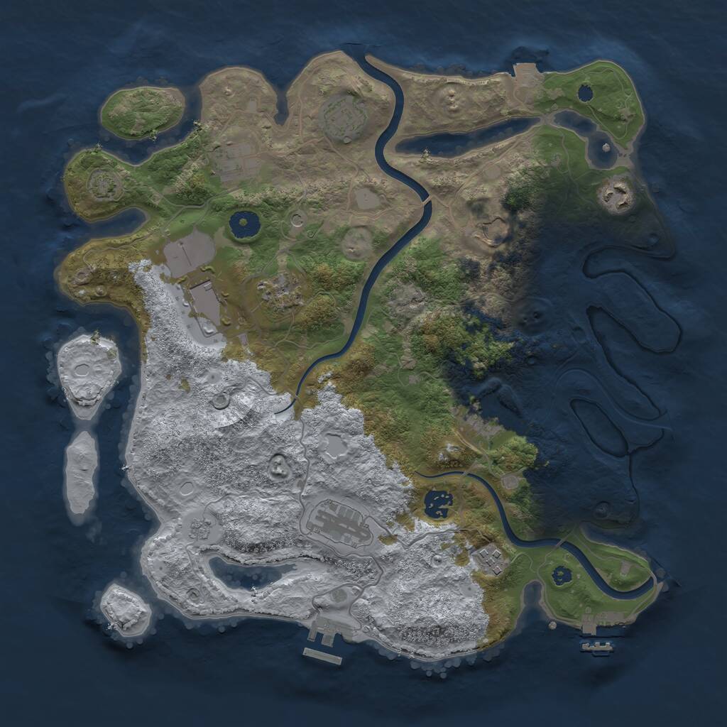 Rust Map: Procedural Map, Size: 3750, Seed: 23642315, 16 Monuments