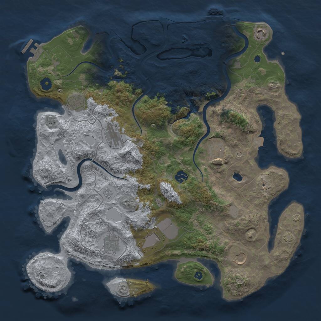Rust Map: Procedural Map, Size: 4000, Seed: 1284500707, 15 Monuments