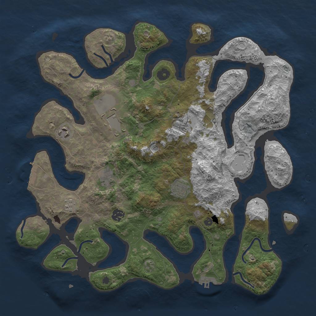 Rust Map: Procedural Map, Size: 3900, Seed: 9277288, 15 Monuments
