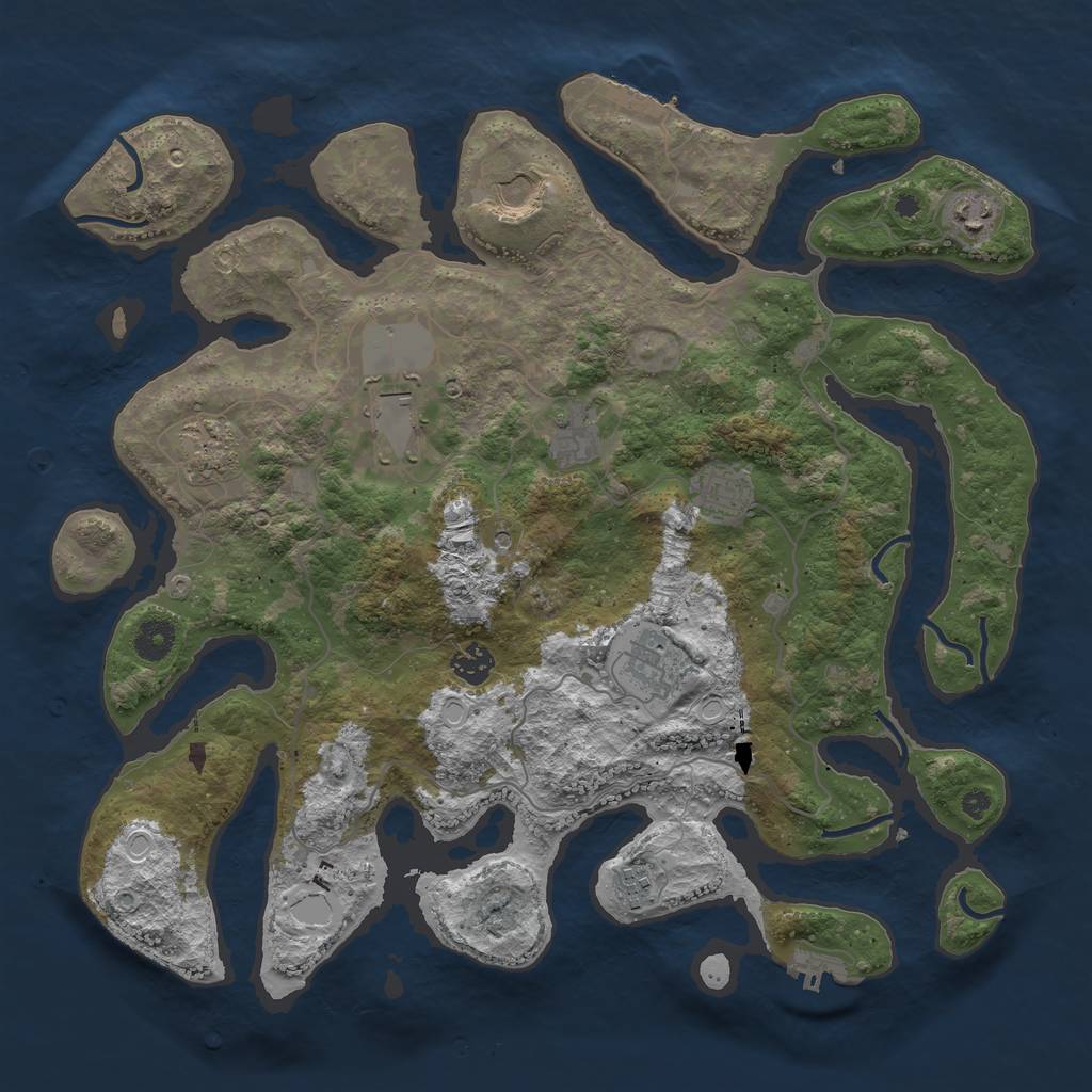 Rust Map: Procedural Map, Size: 4000, Seed: 2002, 17 Monuments