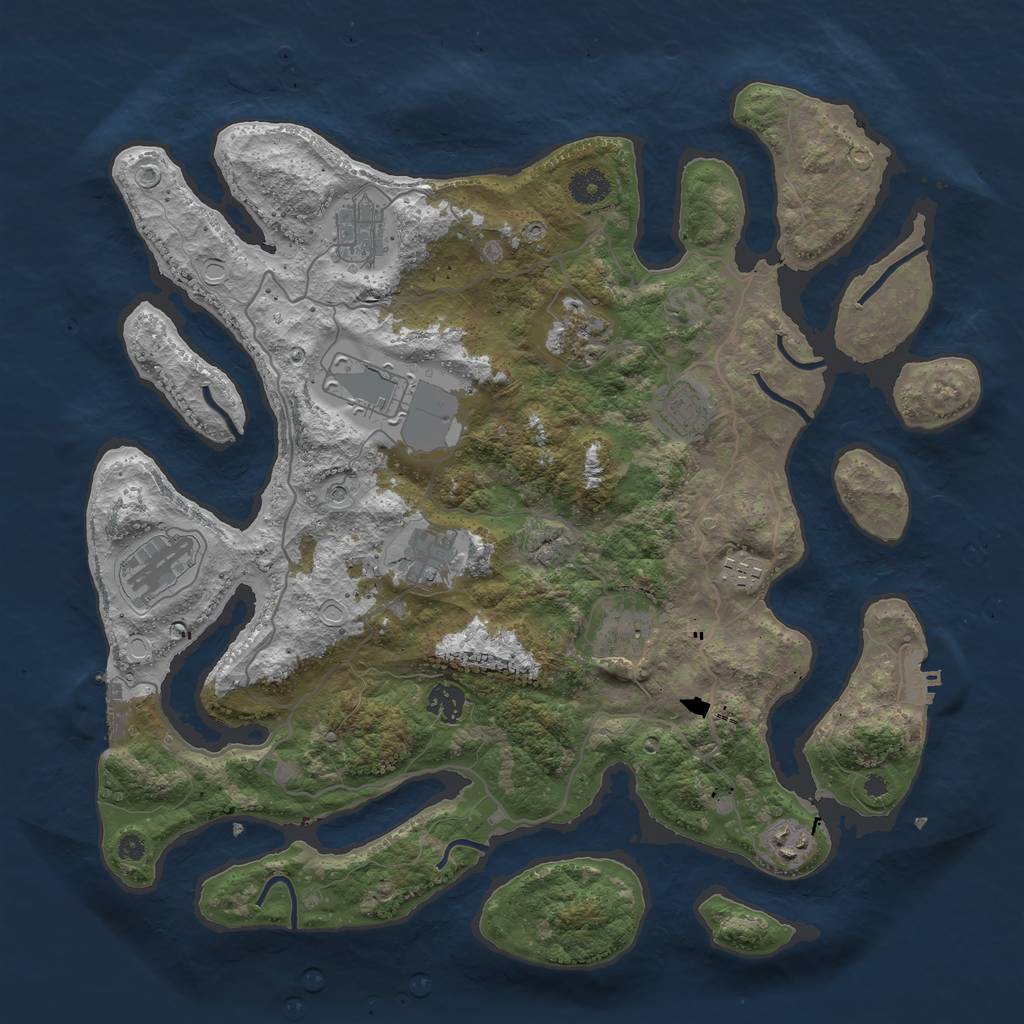Rust Map: Procedural Map, Size: 4000, Seed: 889032800, 18 Monuments