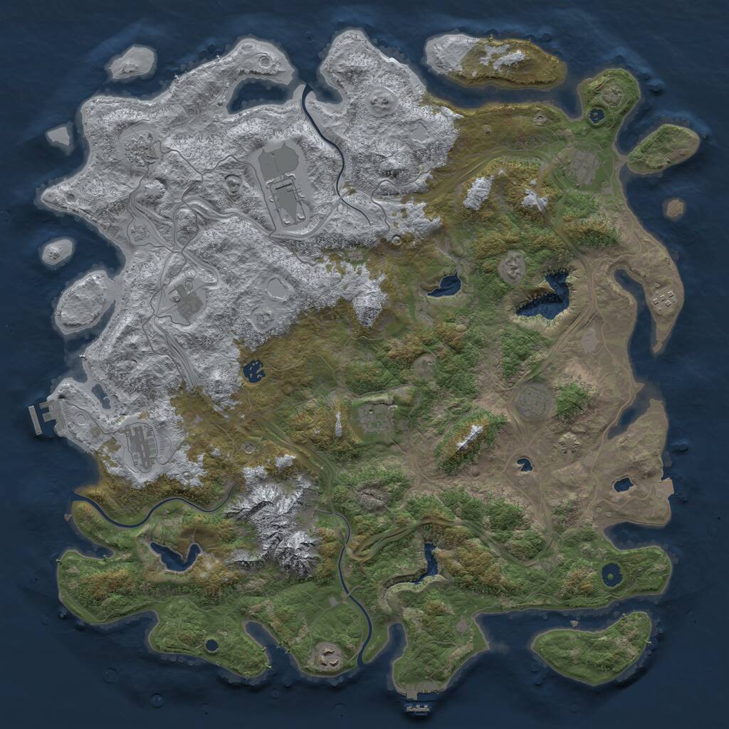 Rust Map: Procedural Map, Size: 5000, Seed: 836429069, 16 Monuments